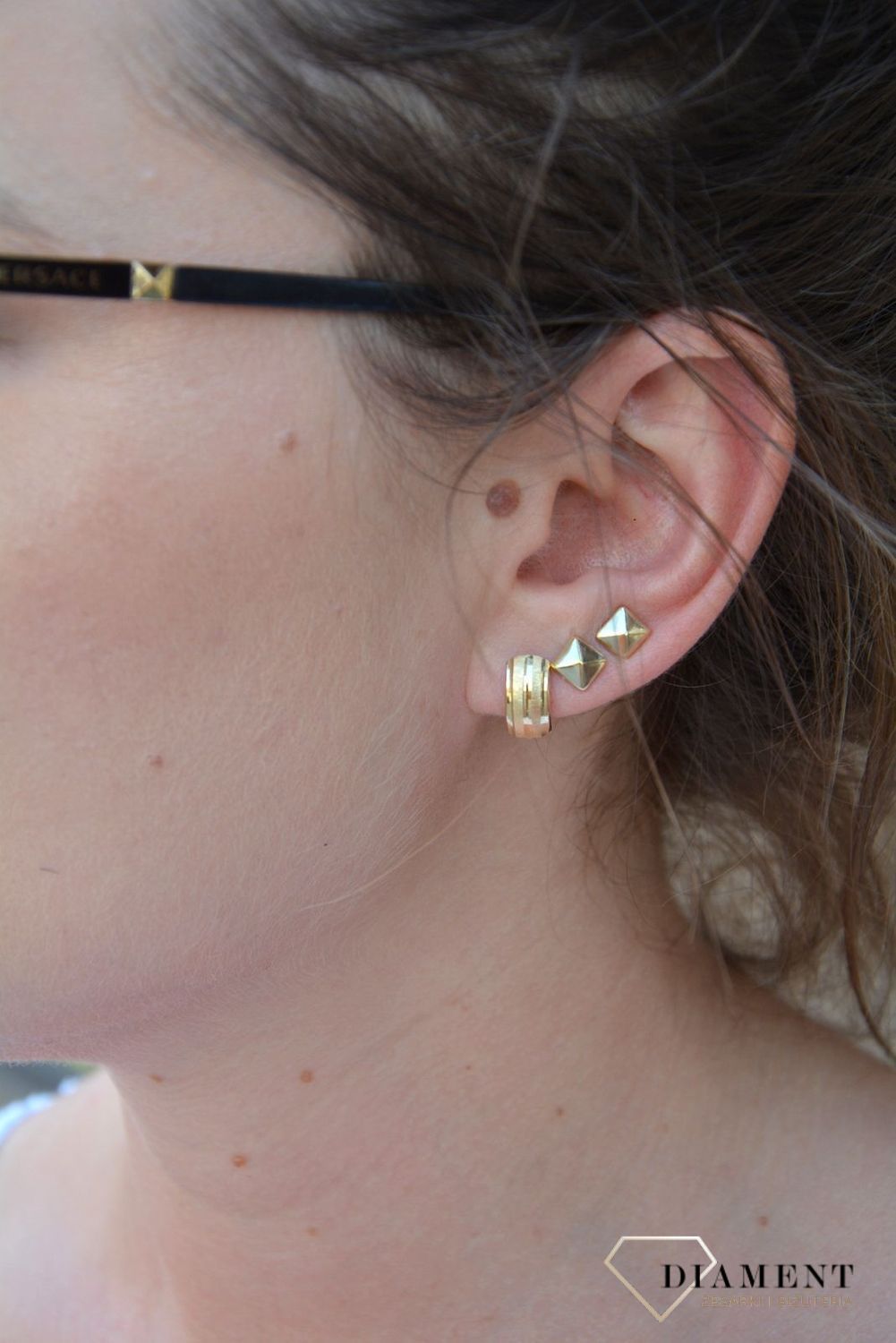 Złote kolczyki 585 matowa i błyszcząca powierzchnia KL 9790 585.jpg